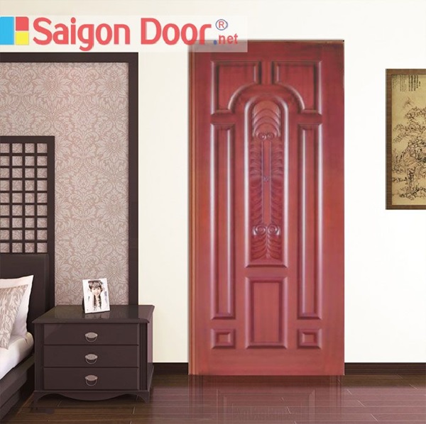 Mẫu cửa gỗ hiện đại bằng gỗ tự nhiên được khắc hoa văn tinh xảo, thích hợp làm cửa phòng ngủ