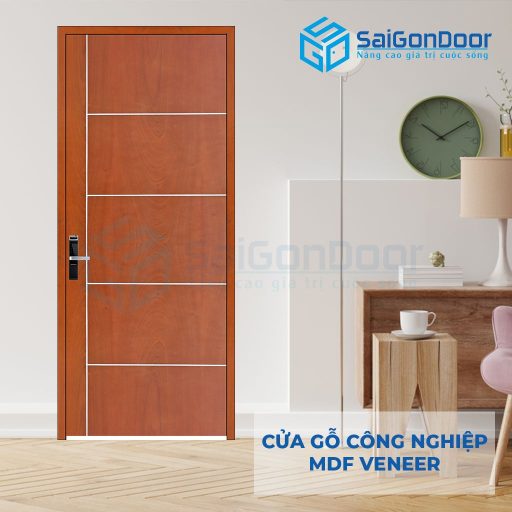 Cửa gỗ công nghiệp MDF Veneer P1R5 xoan dao 4