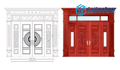 Cửa thép vân gỗ GS4H15H8K.-CTVG-SGD