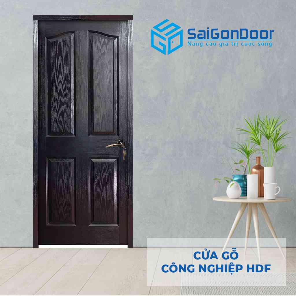 Mẫu cửa gỗ màu đen mã HDF 4A-C14
