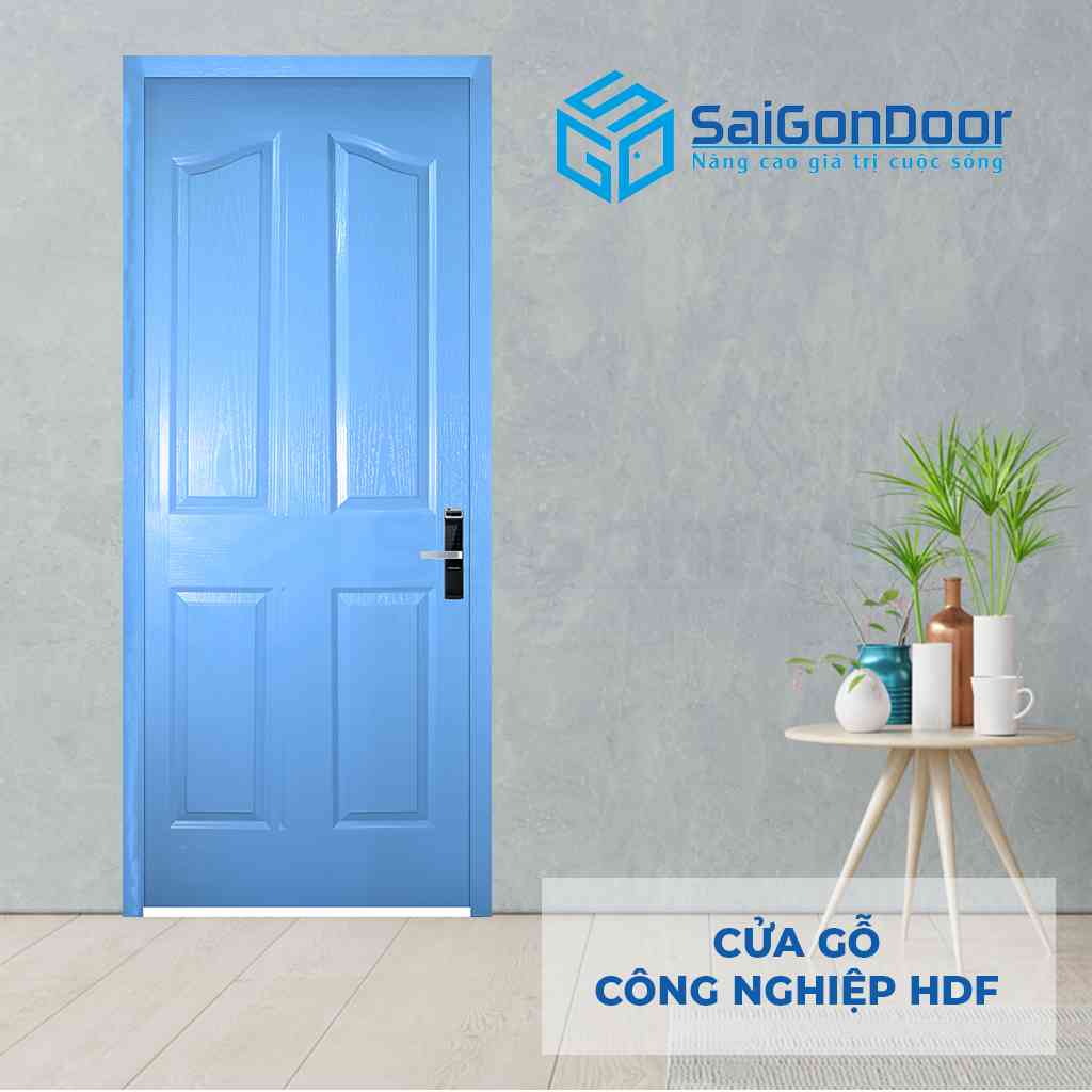 Mẫu cửa gỗ HDF xanh dương